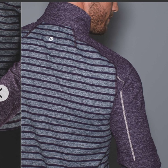 Lululemon Surge Warm 1/2 Zip Pullover Yachtie Stripe heathered grey purple Small - Picture 5 of 13